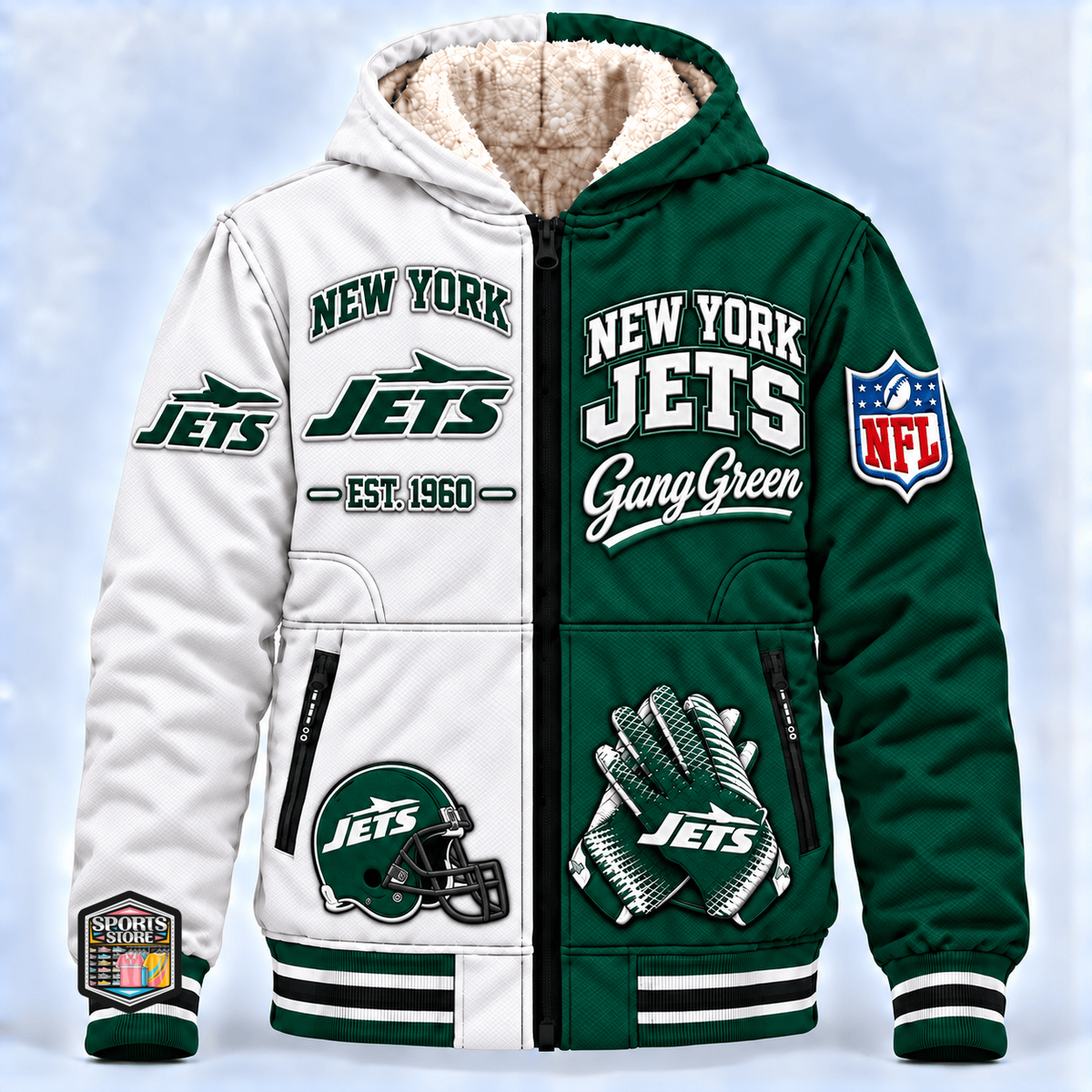 New York Jets Thick Zip Up Hoodie