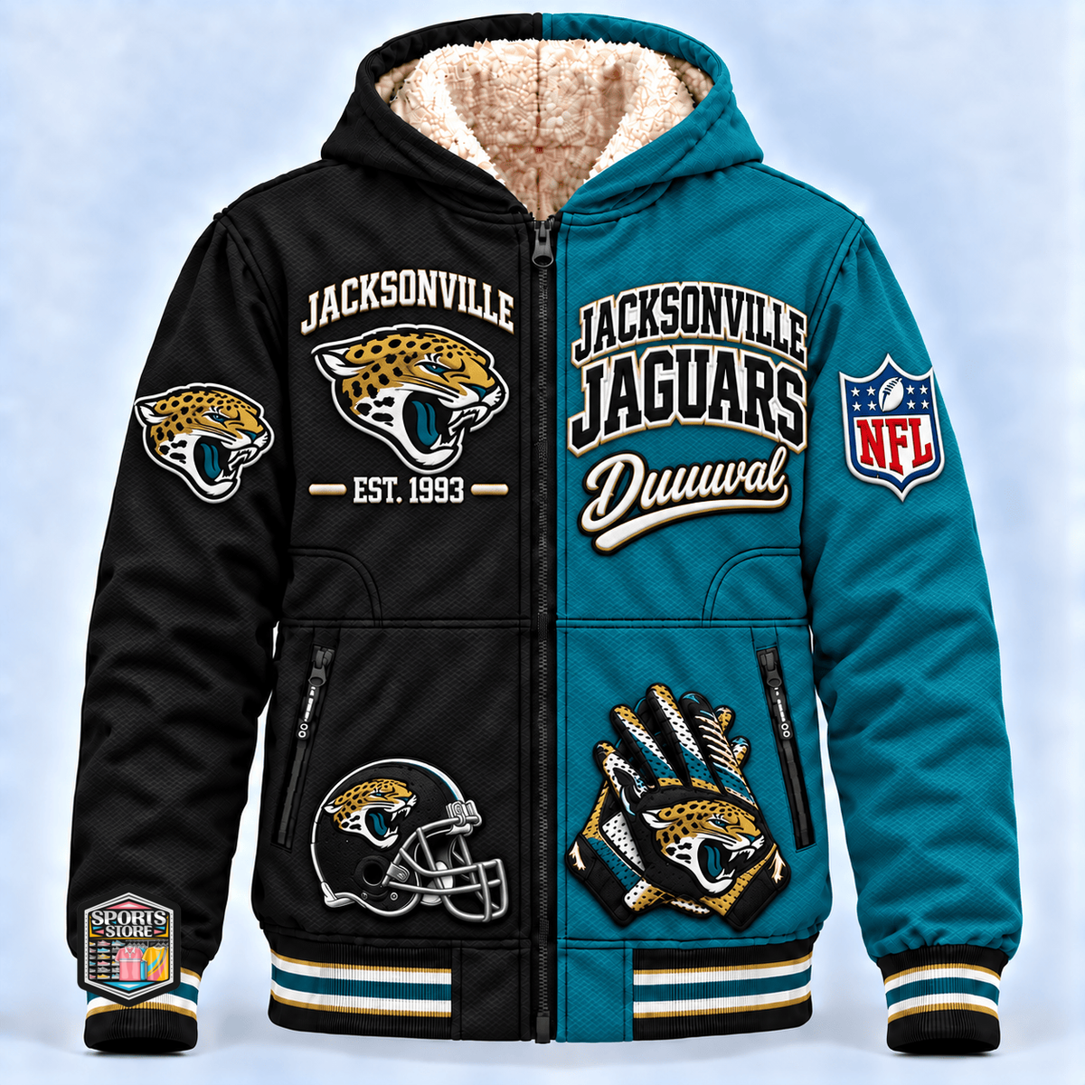 Jacksonville Jaguars Thick Zip Up Hoodie