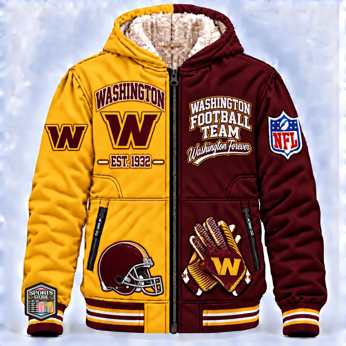 Washington Football Team Thick Zip Up Hoodie