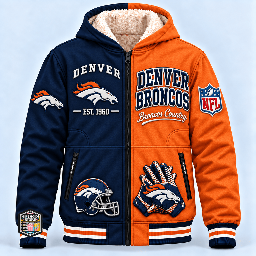 Denver Broncos Thick Zip Up Hoodie