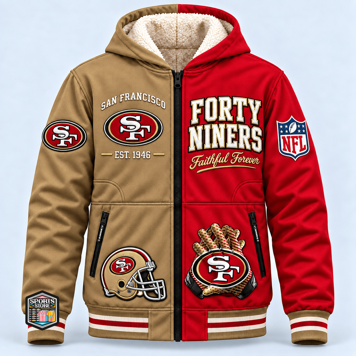 San Francisco 49ers Thick Zip Up Hoodie