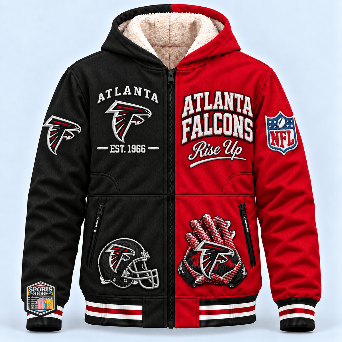 Atlanta Falcons Thick Zip Up Hoodie