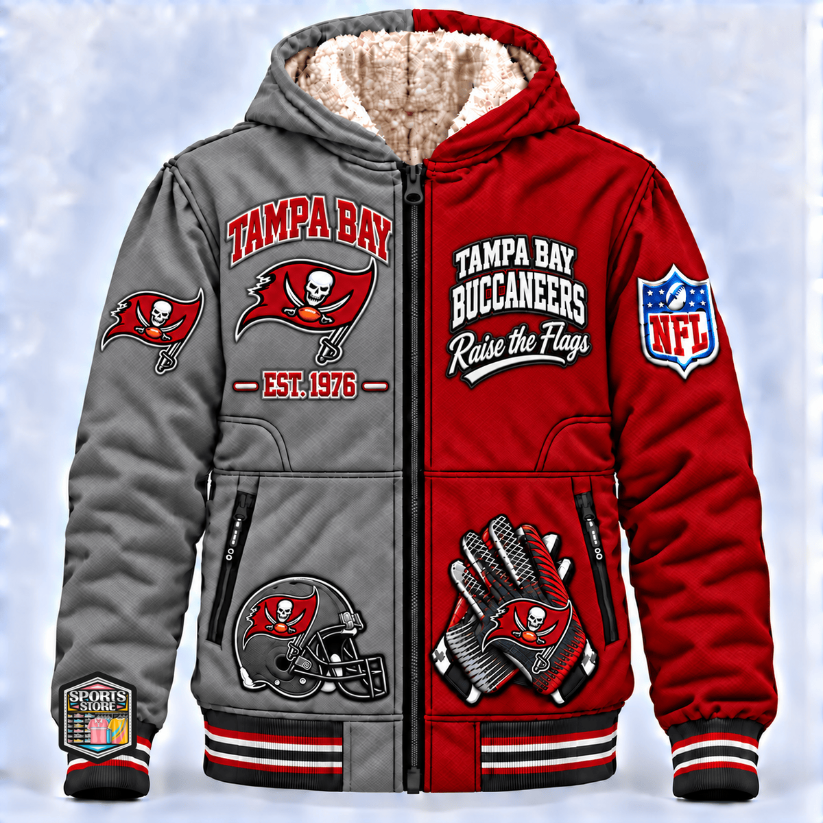 Tampa Bay Buccaneers Thick Zip Up Hoodie