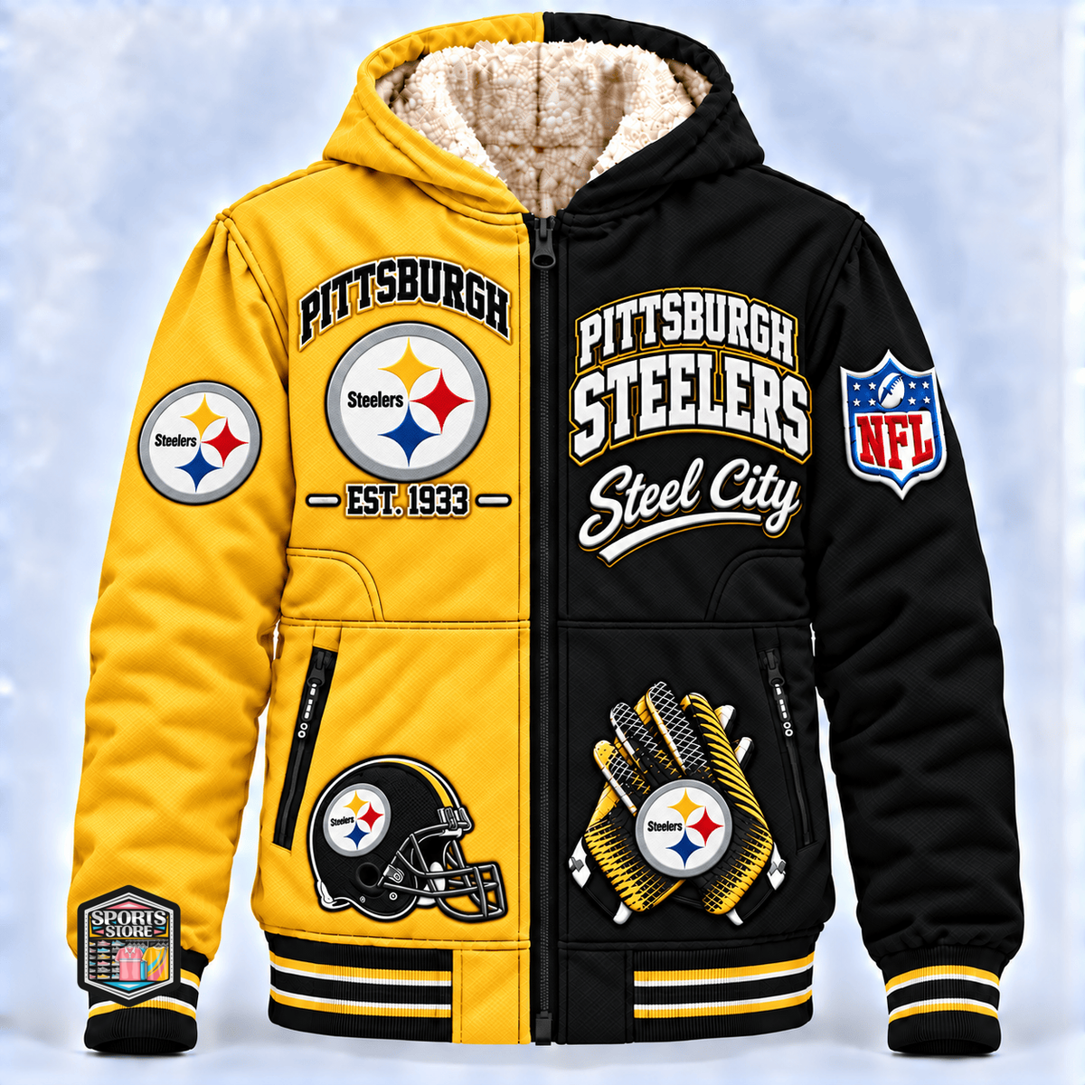 Pittsburgh Steeler Thick Zip Up Hoodie