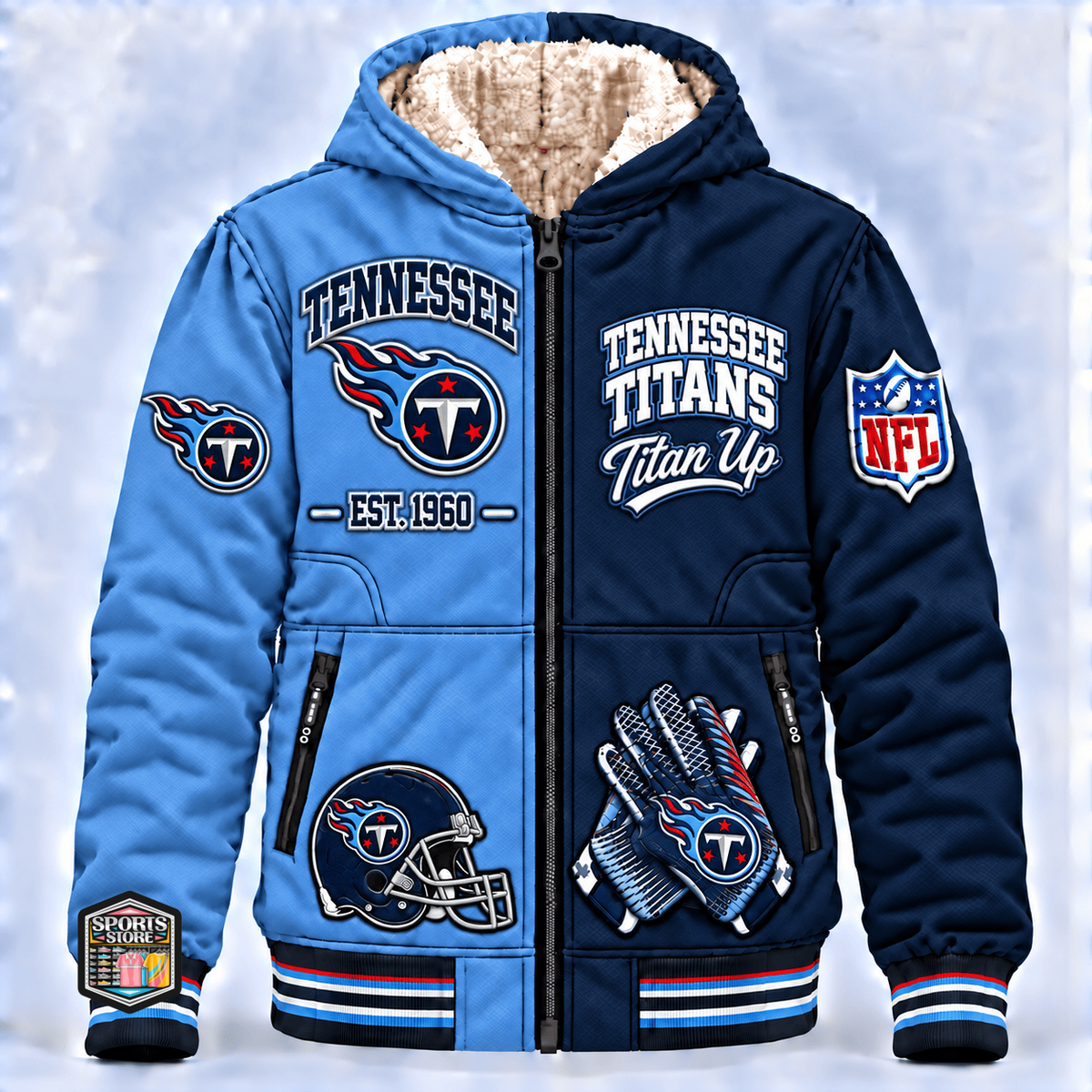Tennessee Titans Thick Zip Up Hoodie