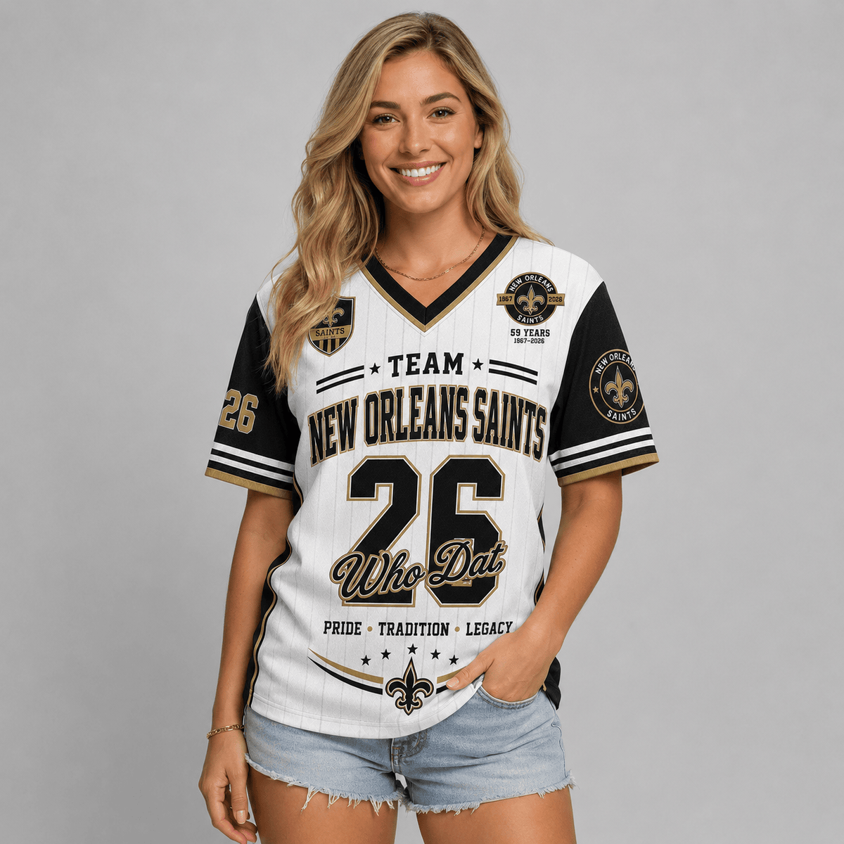 New Orleans Saints | Premium NFL Legacy Pride V-Neck Jersey