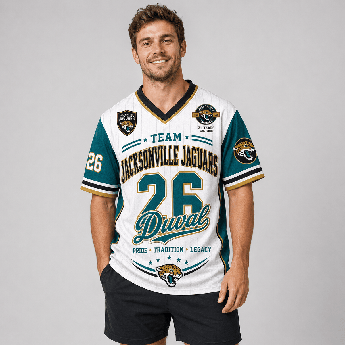 Jacksonville Jaguars | Premium NFL Legacy Pride V-Neck Jersey
