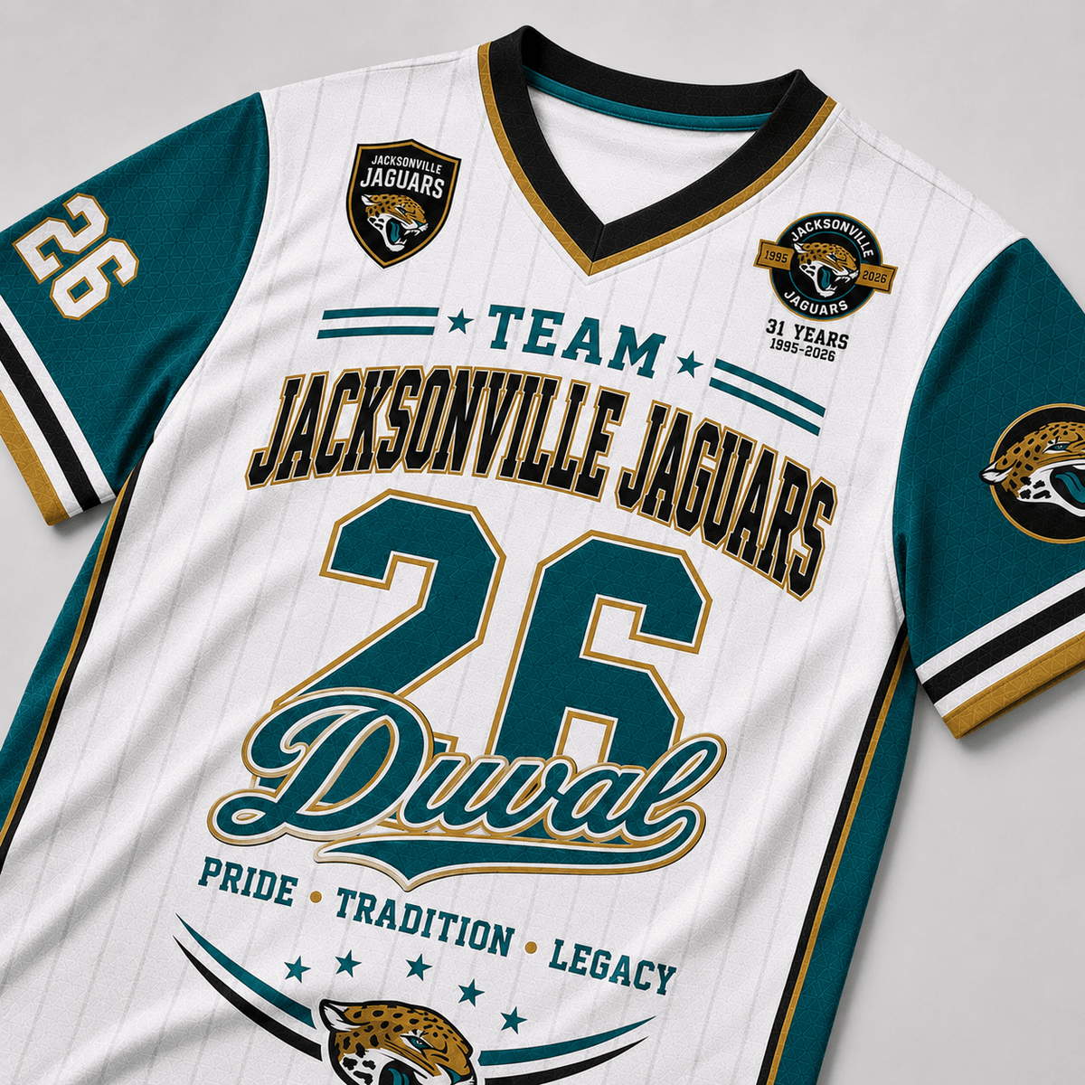 Jacksonville Jaguars | Premium NFL Legacy Pride V-Neck Jersey