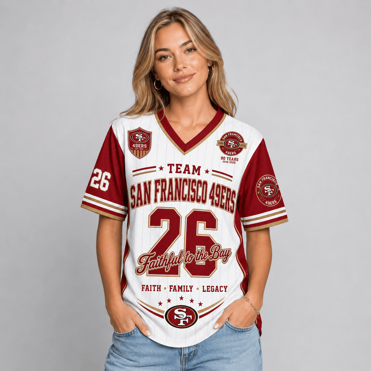 San Francisco 49ers | Premium NFL Legacy Pride V-Neck Jersey