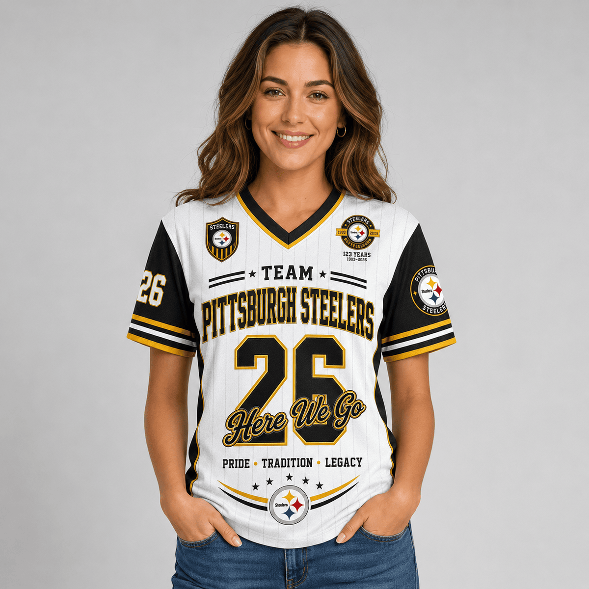Pittsburgh Steelers | Premium NFL Legacy Pride V-Neck Jersey