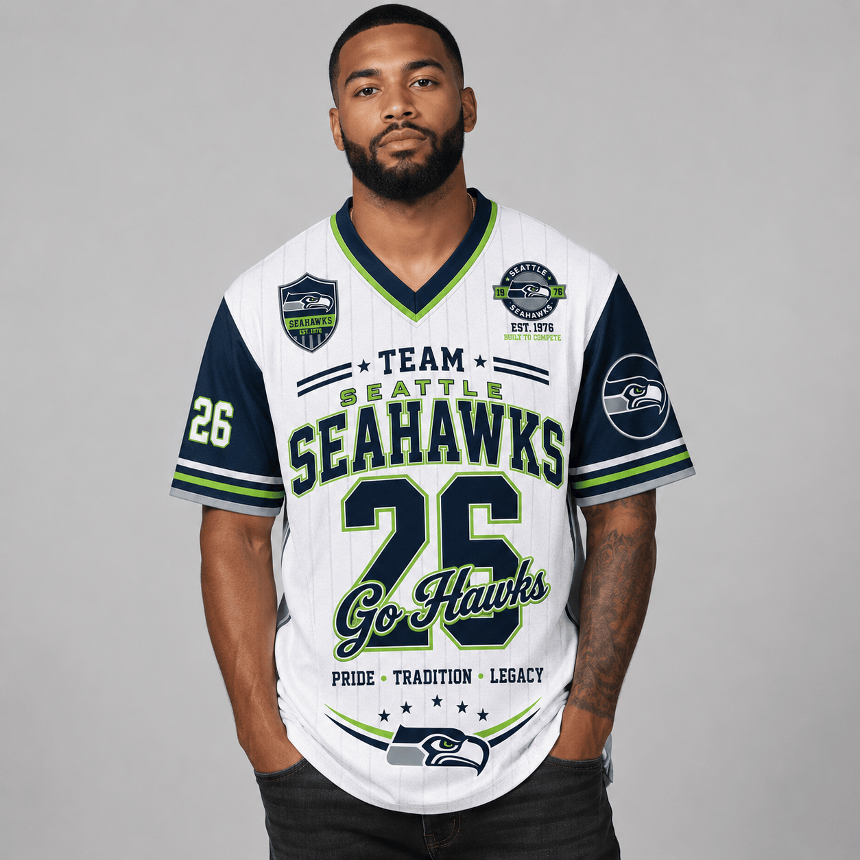 Seattle Seahawks | Premium NFL Legacy Pride V-Neck Jersey Secondary image