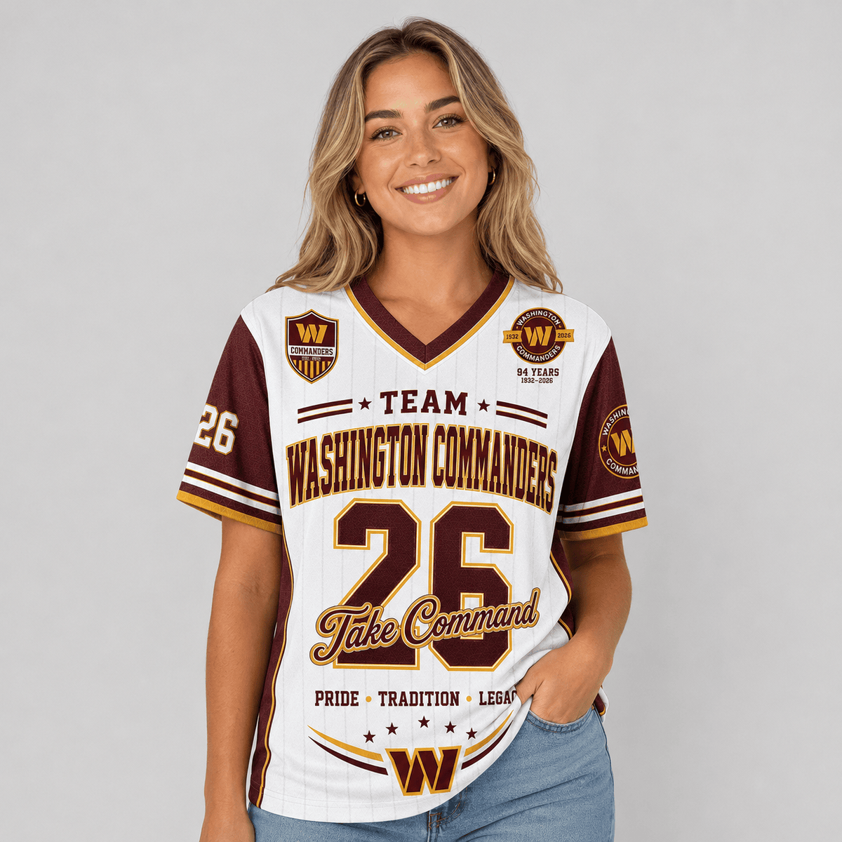 Washington Commanders | Premium NFL Legacy Pride V-Neck Jersey