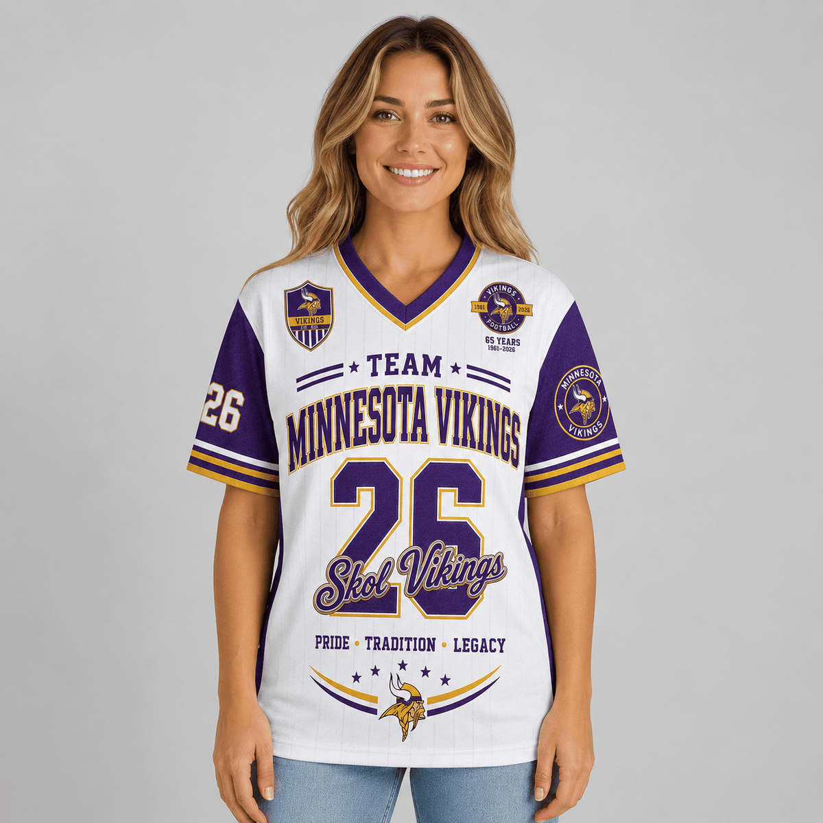 Minnesota Vikings | Premium NFL Legacy Pride V-Neck Jersey