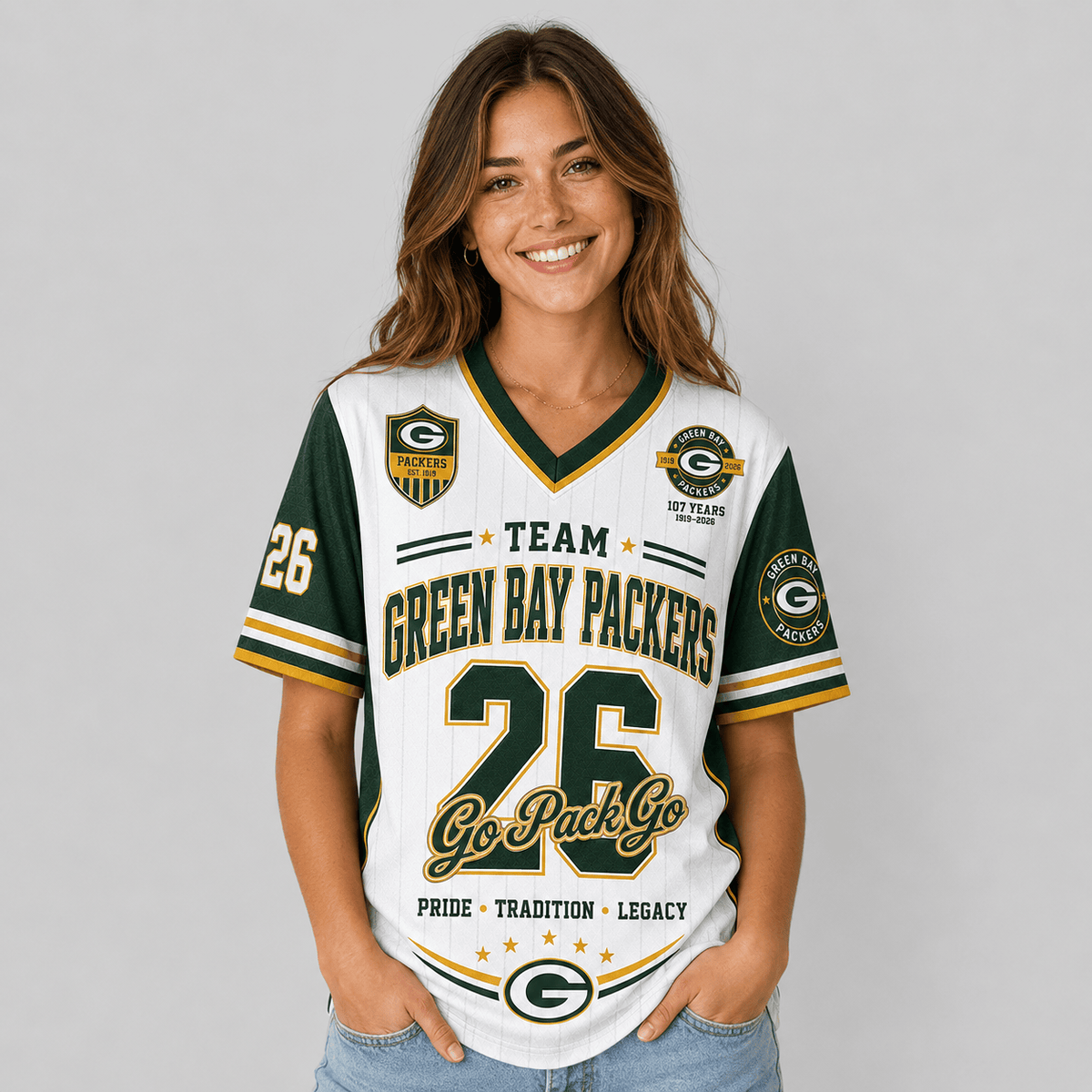 Green Bay Packers | Premium NFL Legacy Pride V-Neck Jersey