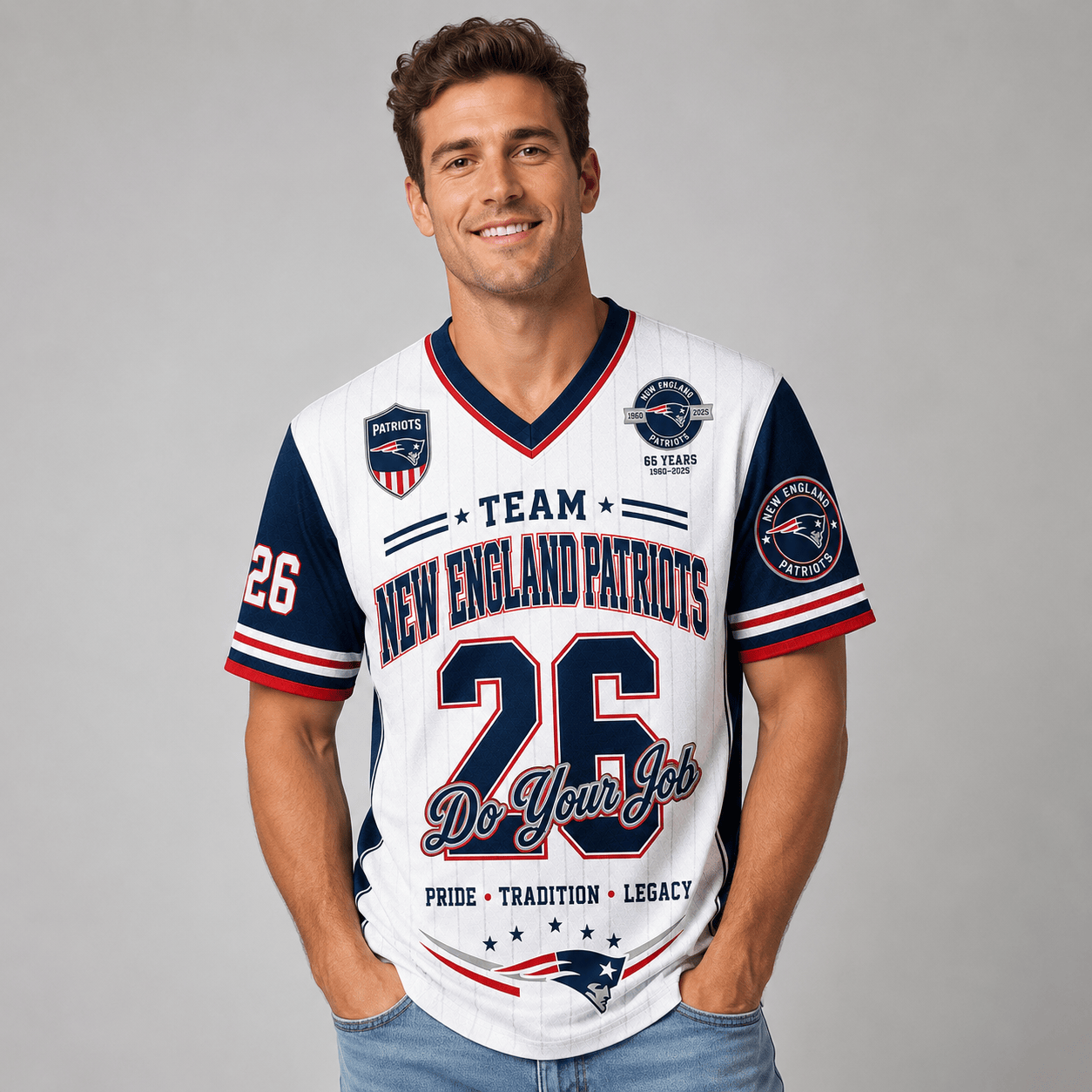 New England Patriots | Premium NFL Legacy Pride V-Neck Jersey Secondary image