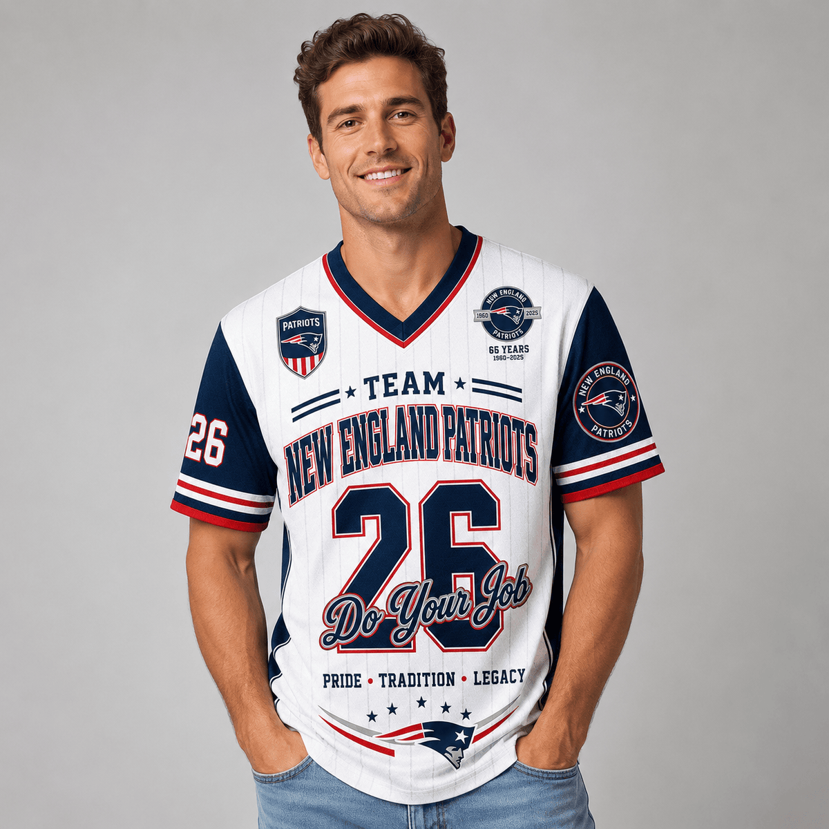 New England Patriots | Premium NFL Legacy Pride V-Neck Jersey