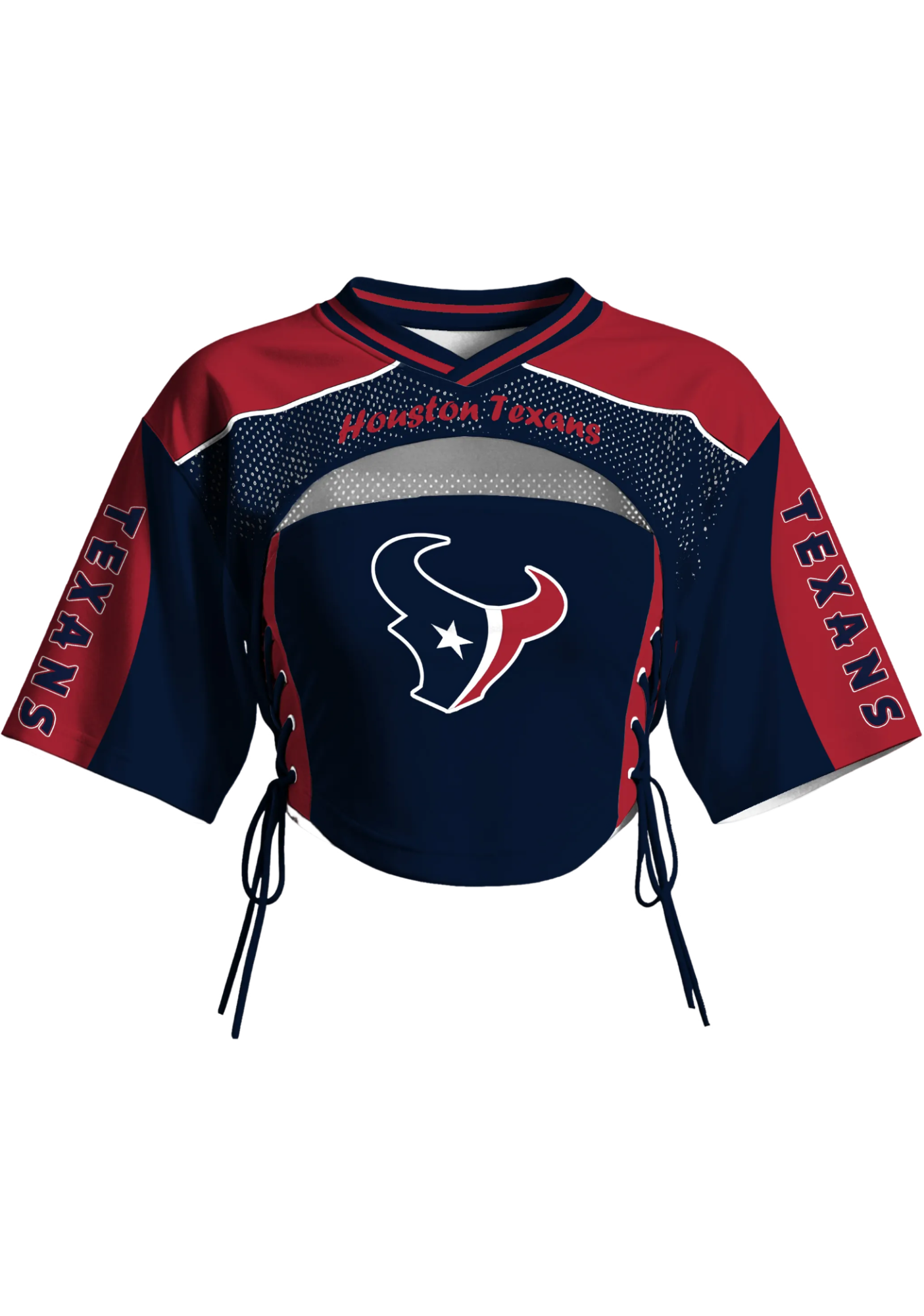 Houston Texans Women Lace Up Cutout Cropped NFL Mesh Jersey Main image