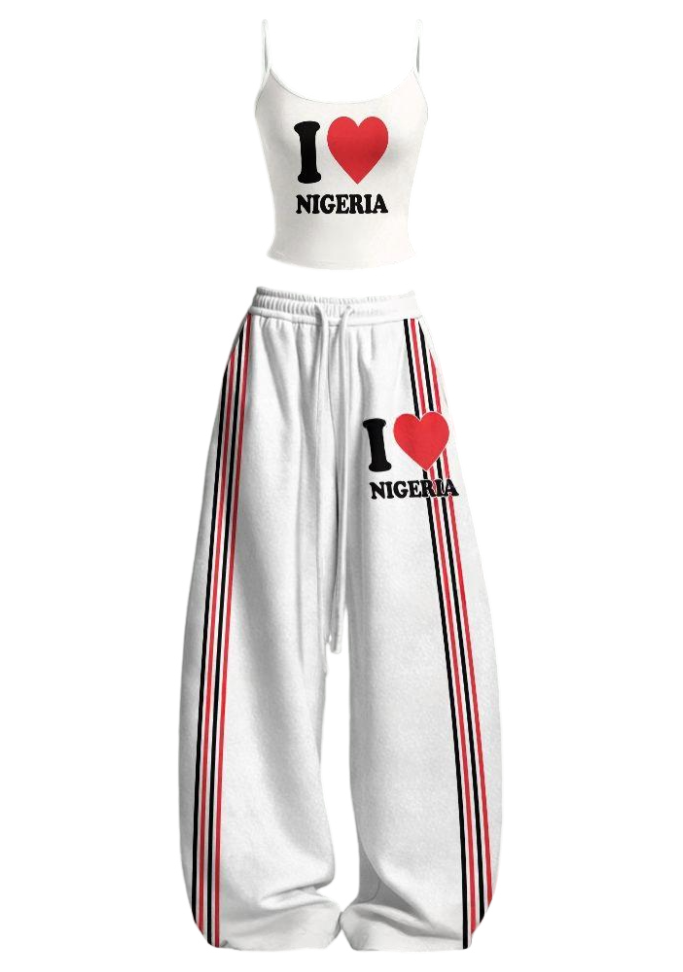 I Love Nigeria Tops & Elasticated Trousers Two-Piece Set
