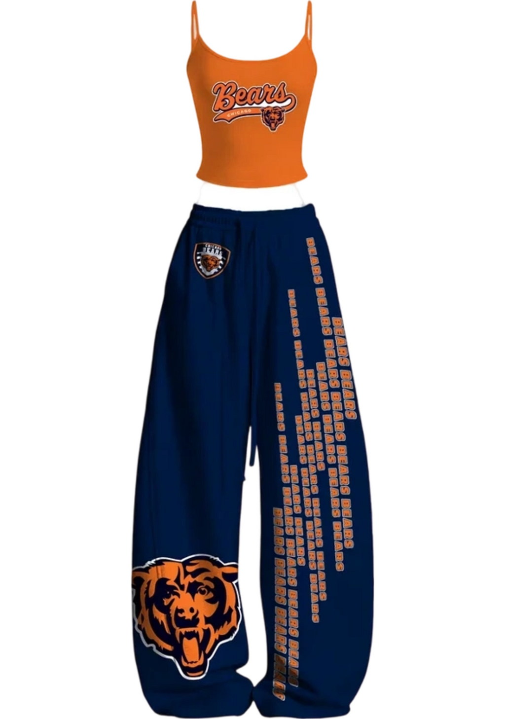 Chicago Bears Bear Head Letter Print Tops & Elasticated Trousers Two-Piece Set