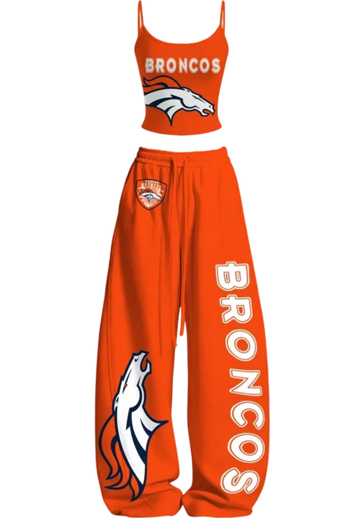 Orange Broncos Horse Logo Tops & Elasticated Trousers Two-Piece Set Main image