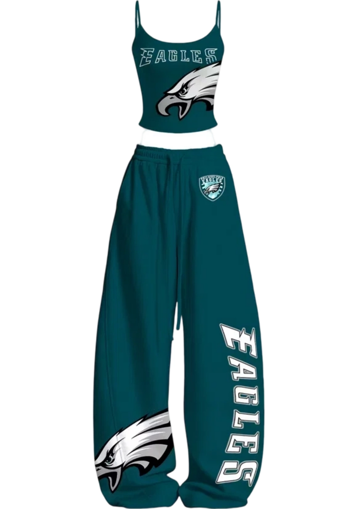 Dark Teal Eagles Logo Tops & Elasticated Trousers Two-Piece Set Main image
