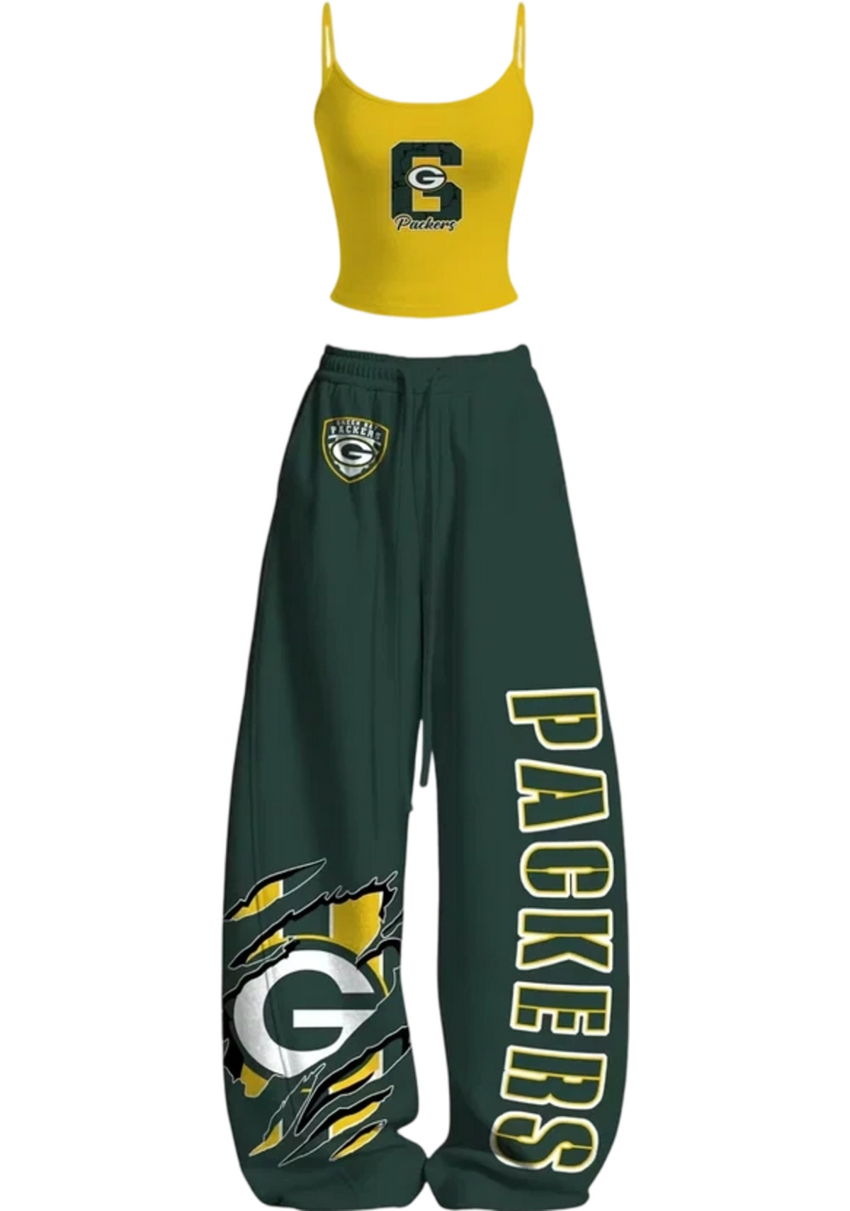 Green Bay Packers Graphic Tops & Elasticated Trousers Two-Piece Set