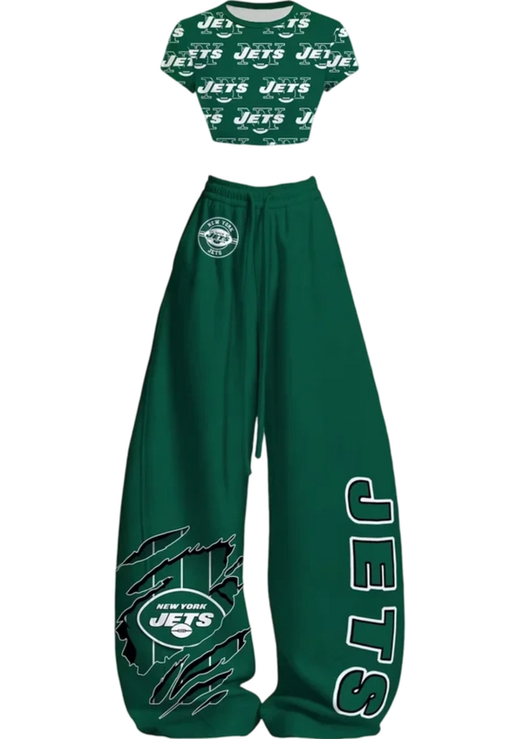 New York Jets All Over Print Tops & Elasticated Trousers Two-Piece Set