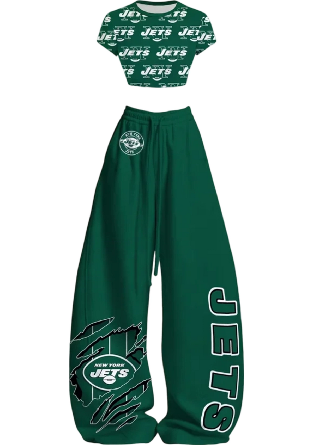 New York Jets All Over Print Tops & Elasticated Trousers Two-Piece Set