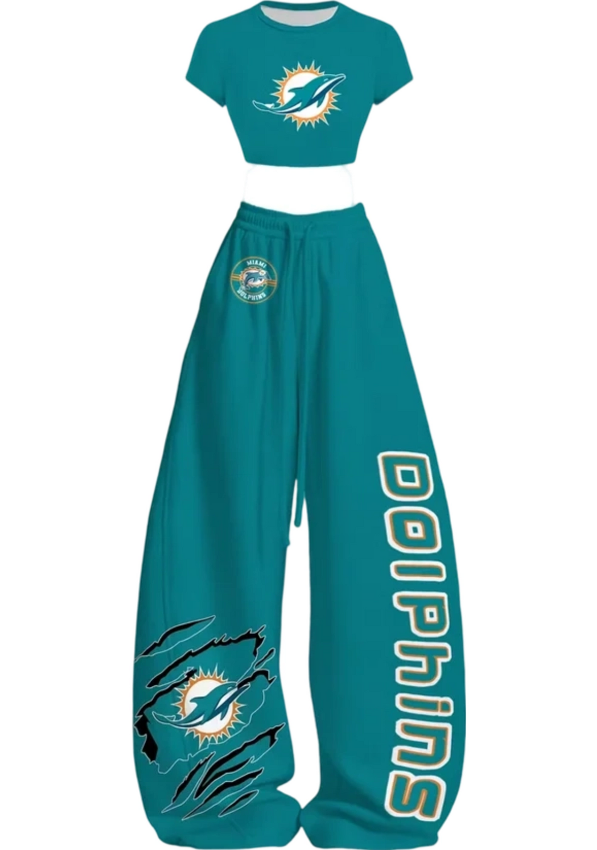 Miami Dolphins Claw Rip Sun Dolphin Tops & Elasticated Trousers Two-Piece Set Main image