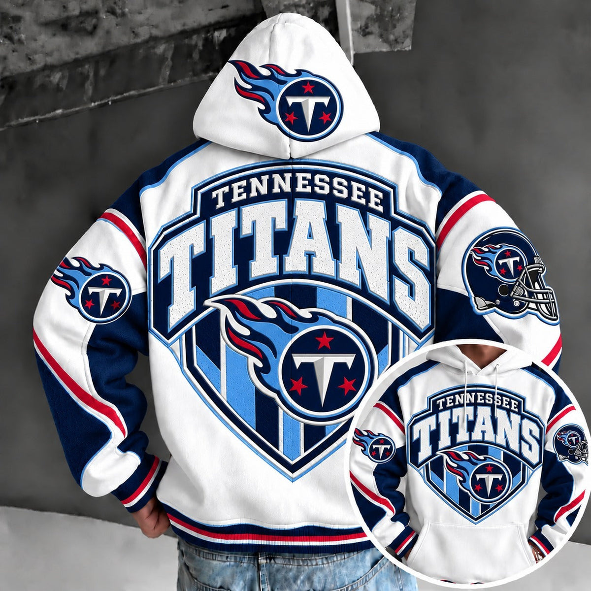 Tennessee Titans Retro Varsity Color Block Back Print Pullover Hoodie Main image