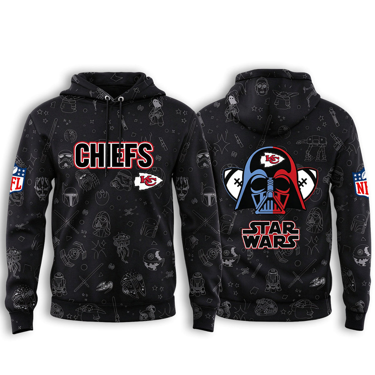 Kansas City Chiefs Black Star Wars Graphic Hoodie
