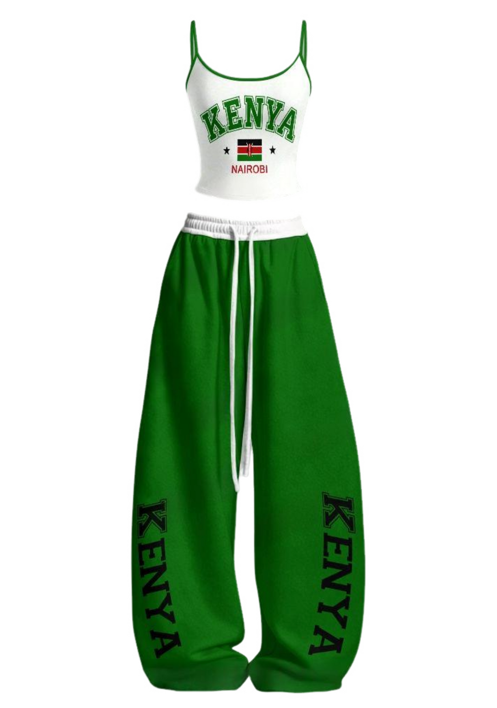 Kenya Nairobi Flag Tops & Elasticated Trousers Two-Piece Set