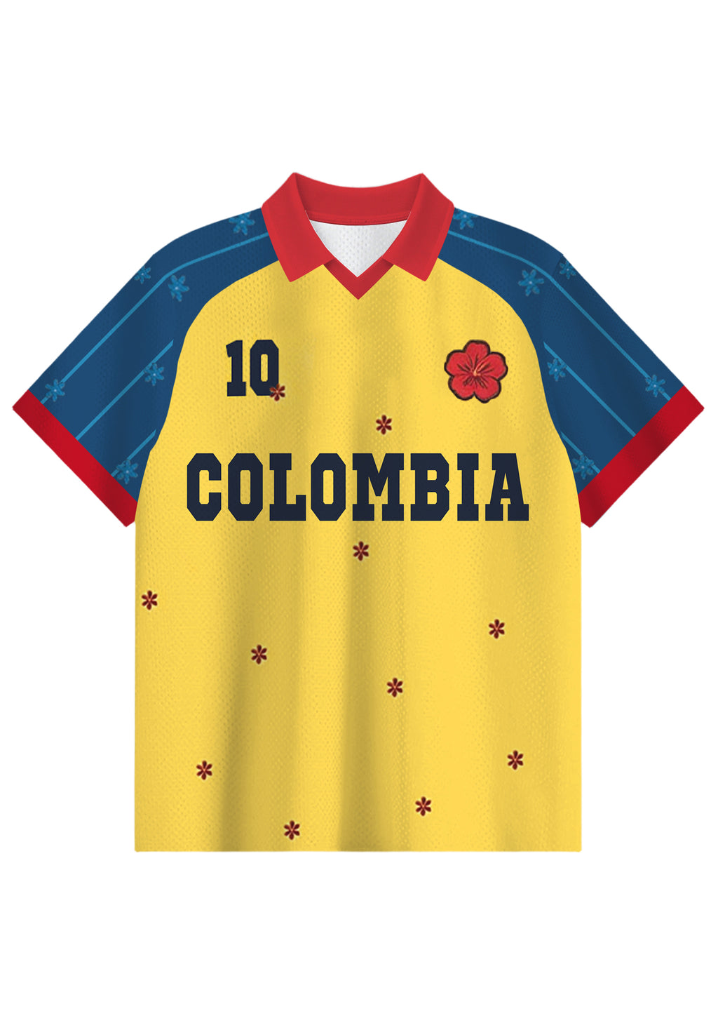 My Colombia #10 Floral Collared Soccer Jersey