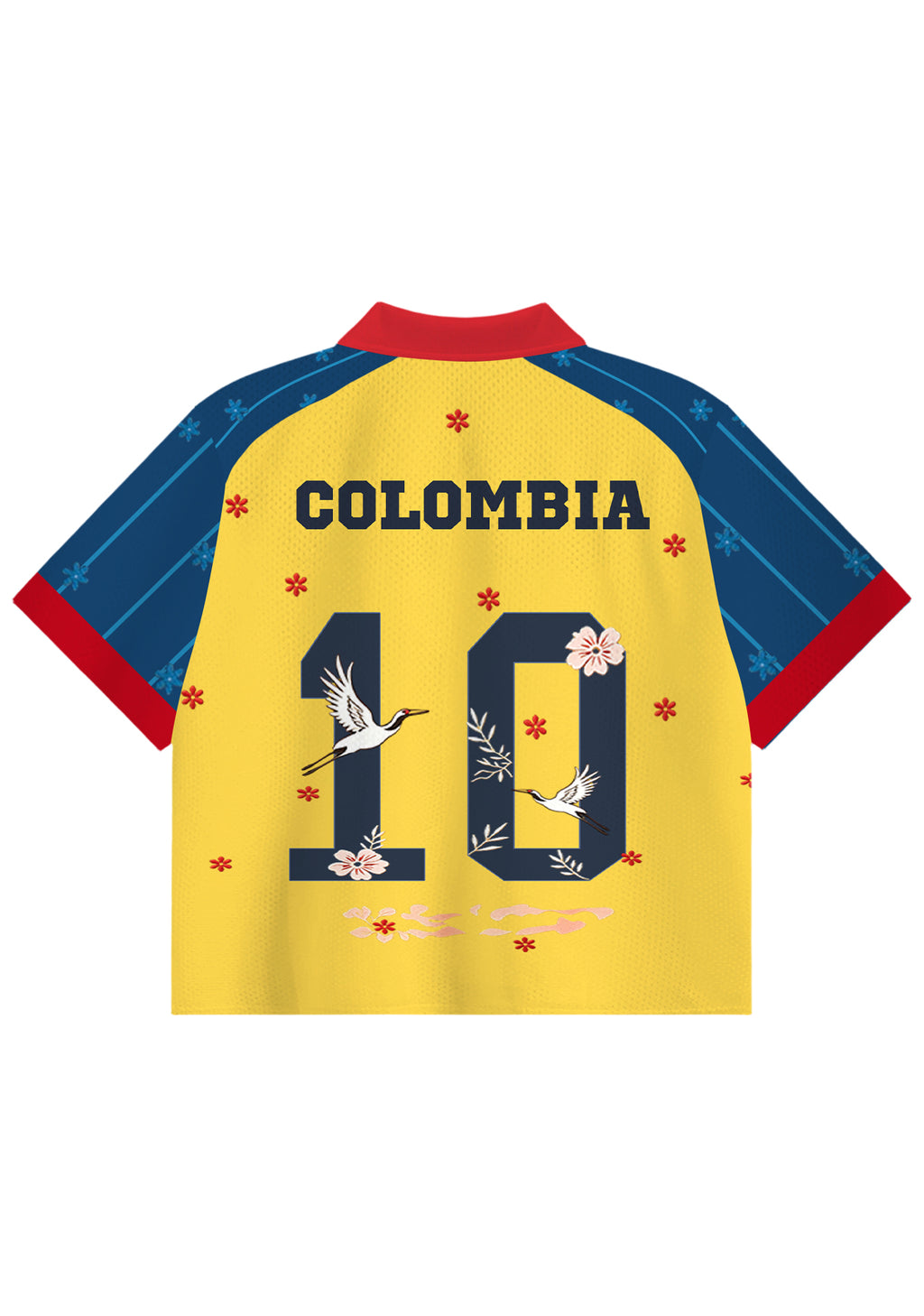 My Colombia #10 Floral Cropped Collared Soccer Jersey