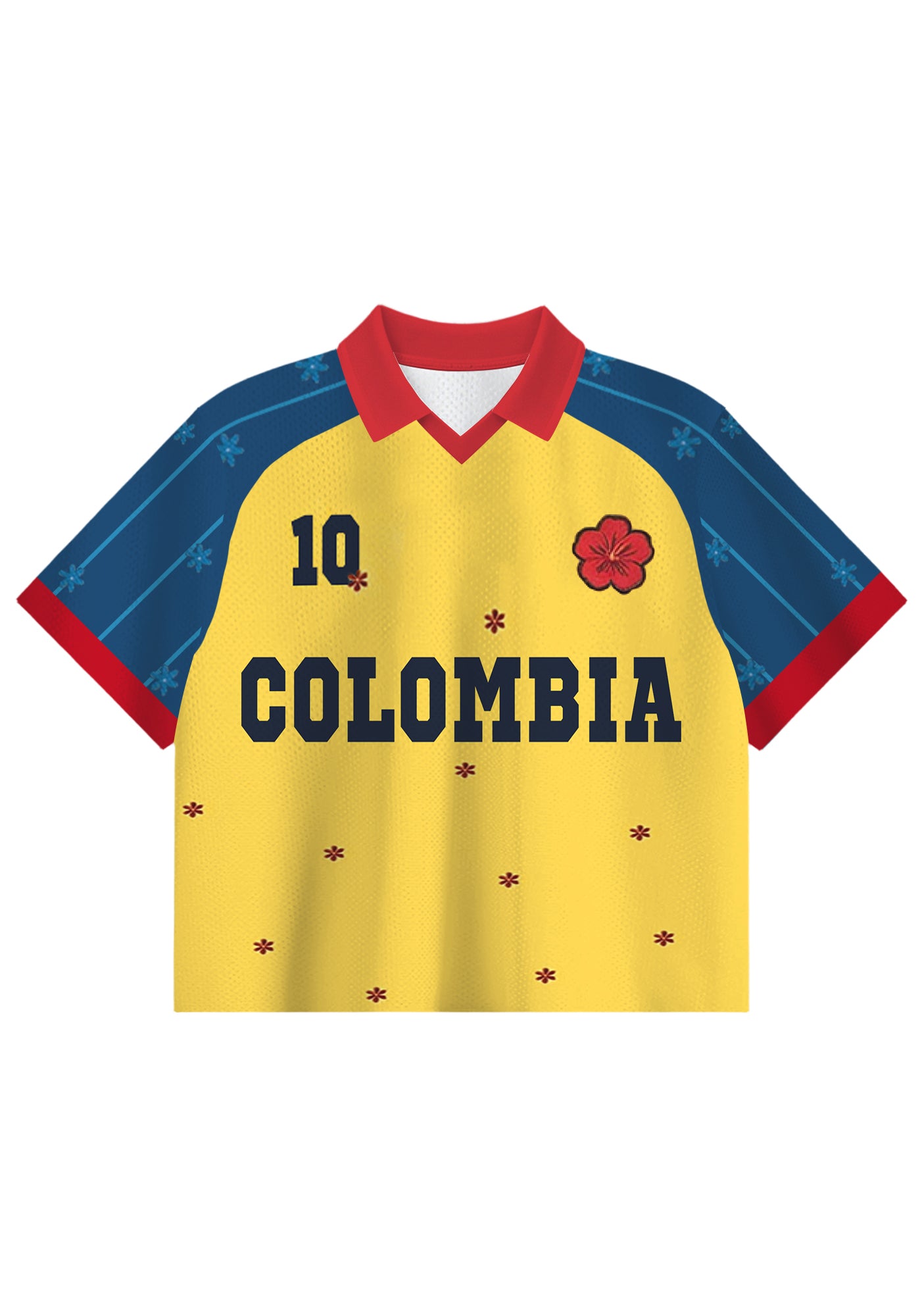 My Colombia #10 Floral Cropped Collared Soccer Jersey Secondary image