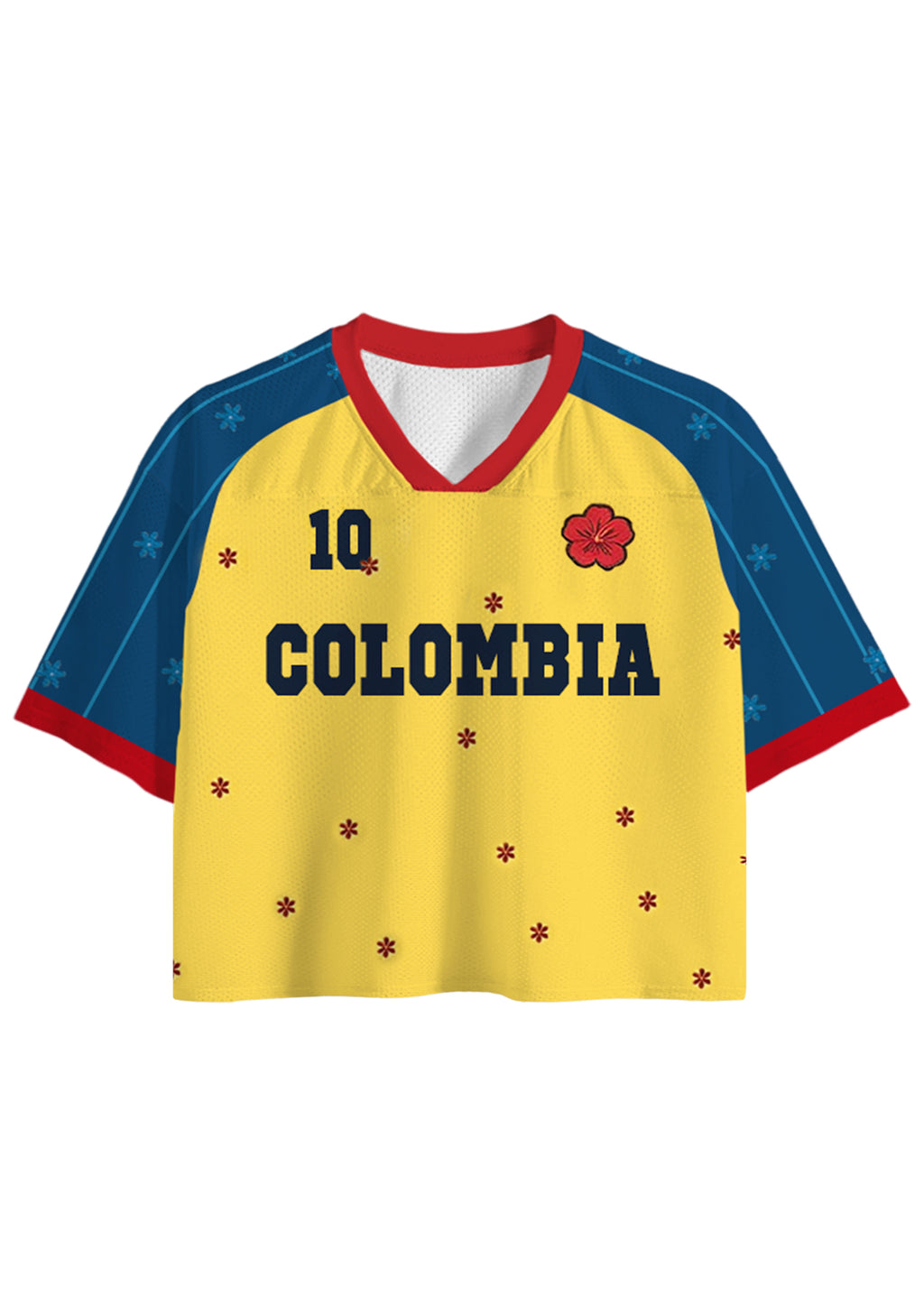 My Colombia #10 Floral Cropped Mesh Jersey Shirt