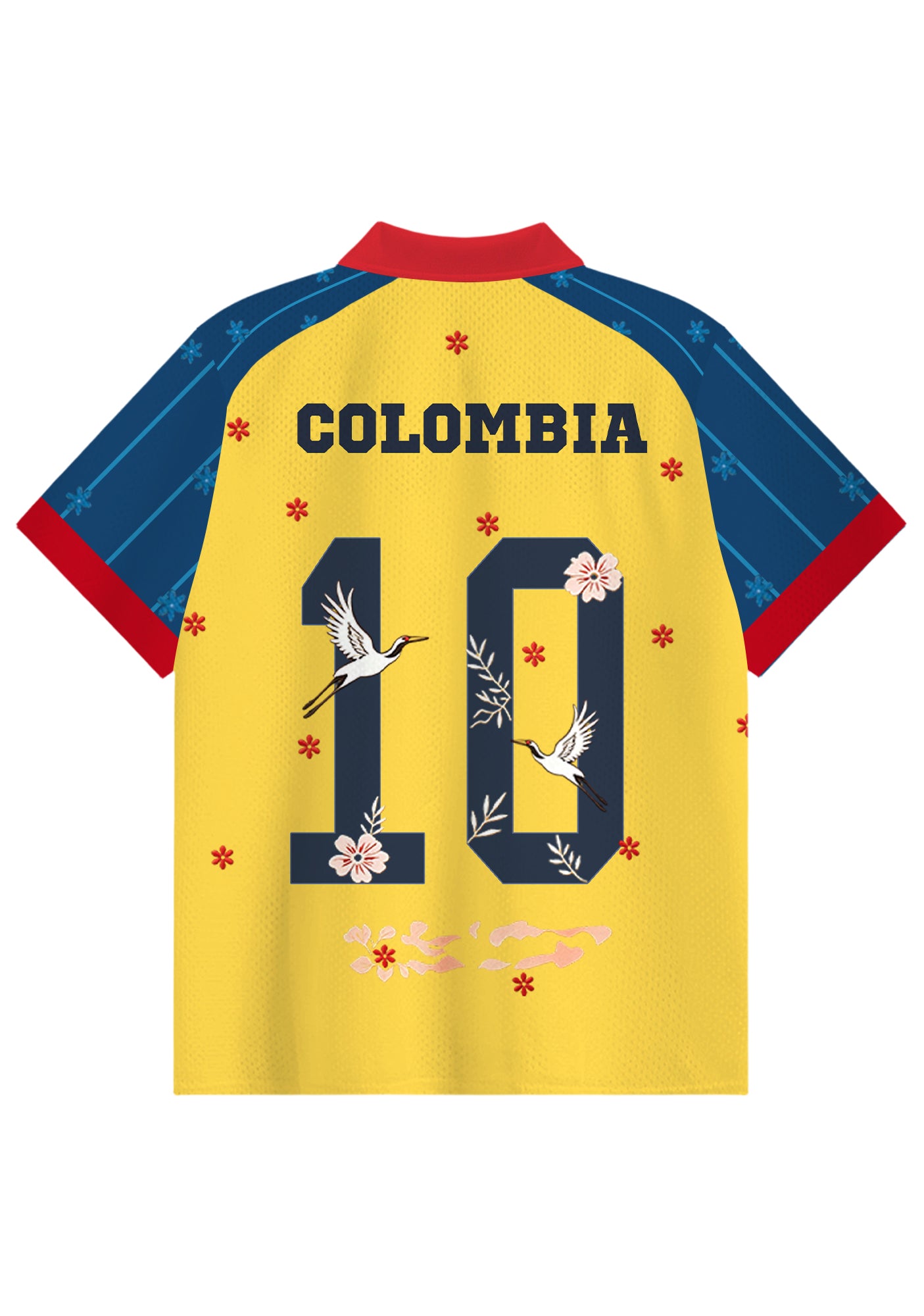 My Colombia #10 Floral Collared Soccer Jersey