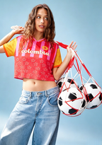 Retro Distressed Star Colombia Daisy Cropped Mesh Jersey Shirt
