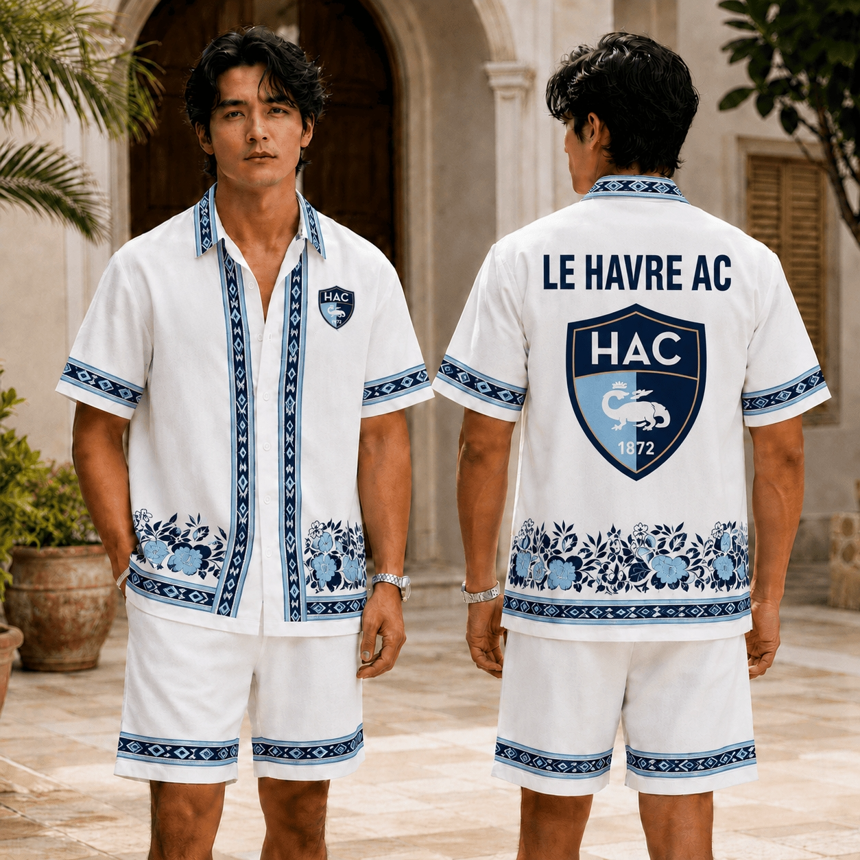 Le Havre AC Retro Floral Hawaiian & Short Pants For Fan