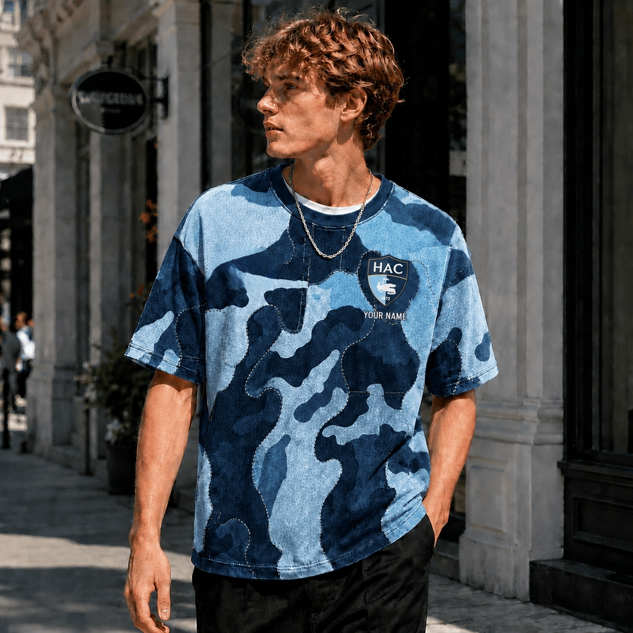 HAC Le Havre Gradient T Shirt Custom Name For Fan