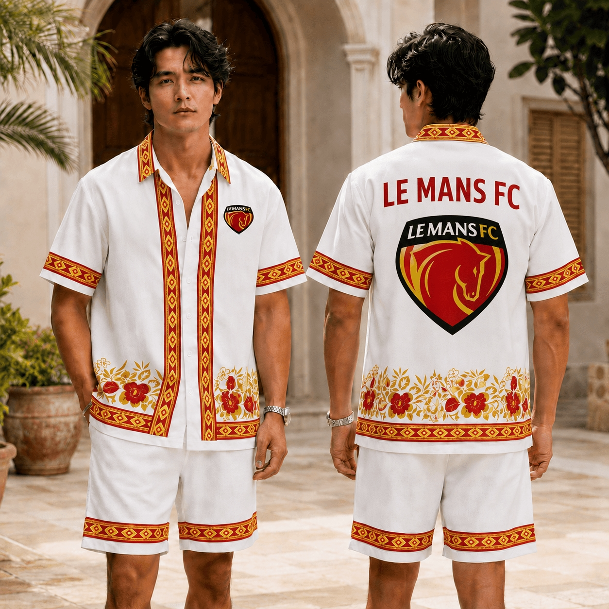 Le Mans FC Floral Trim Hawaiian & Short Pants For Fan Main image