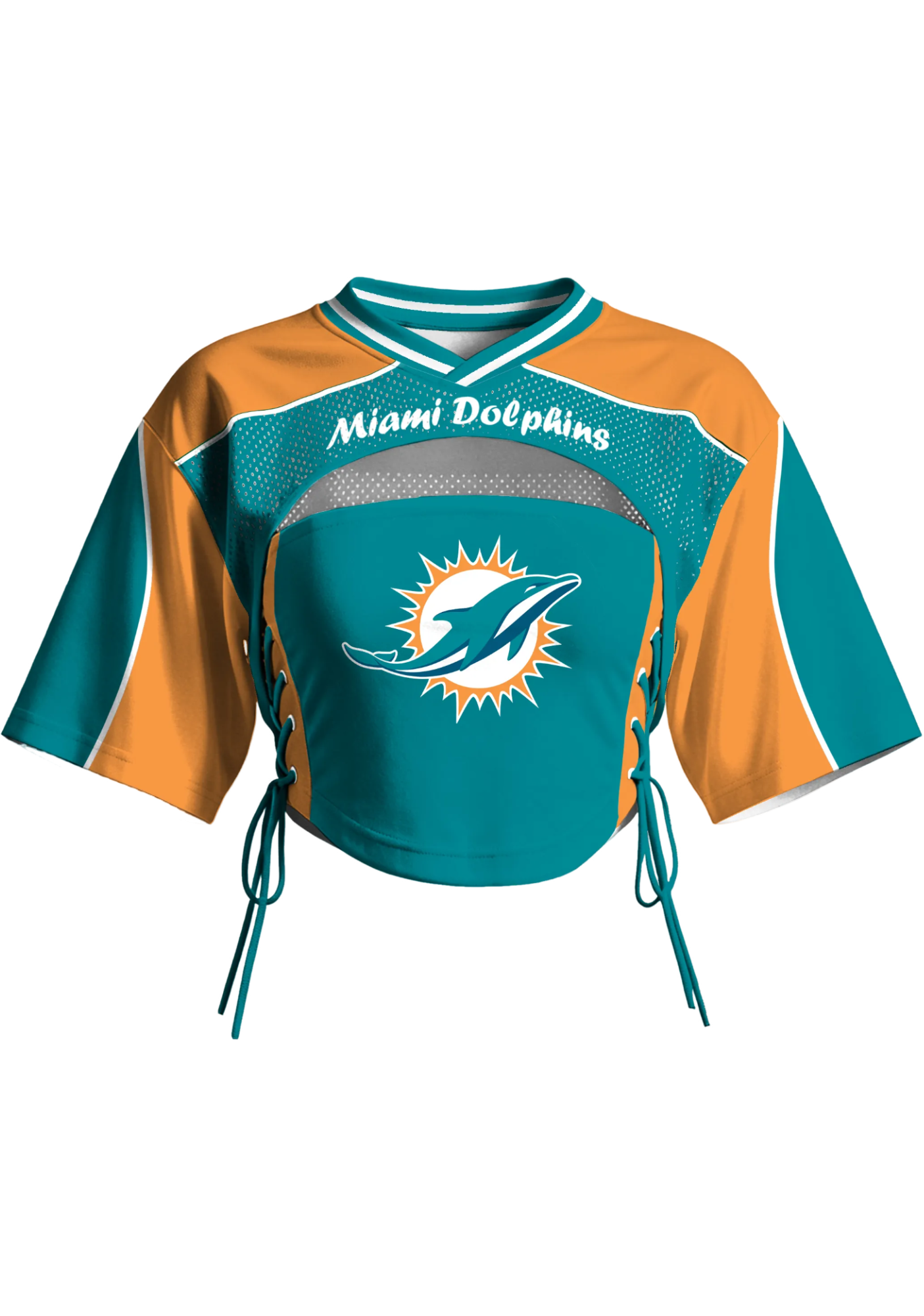 Miami Dolphins Women Lace Up Cutout Crop NFL Jersey Main image