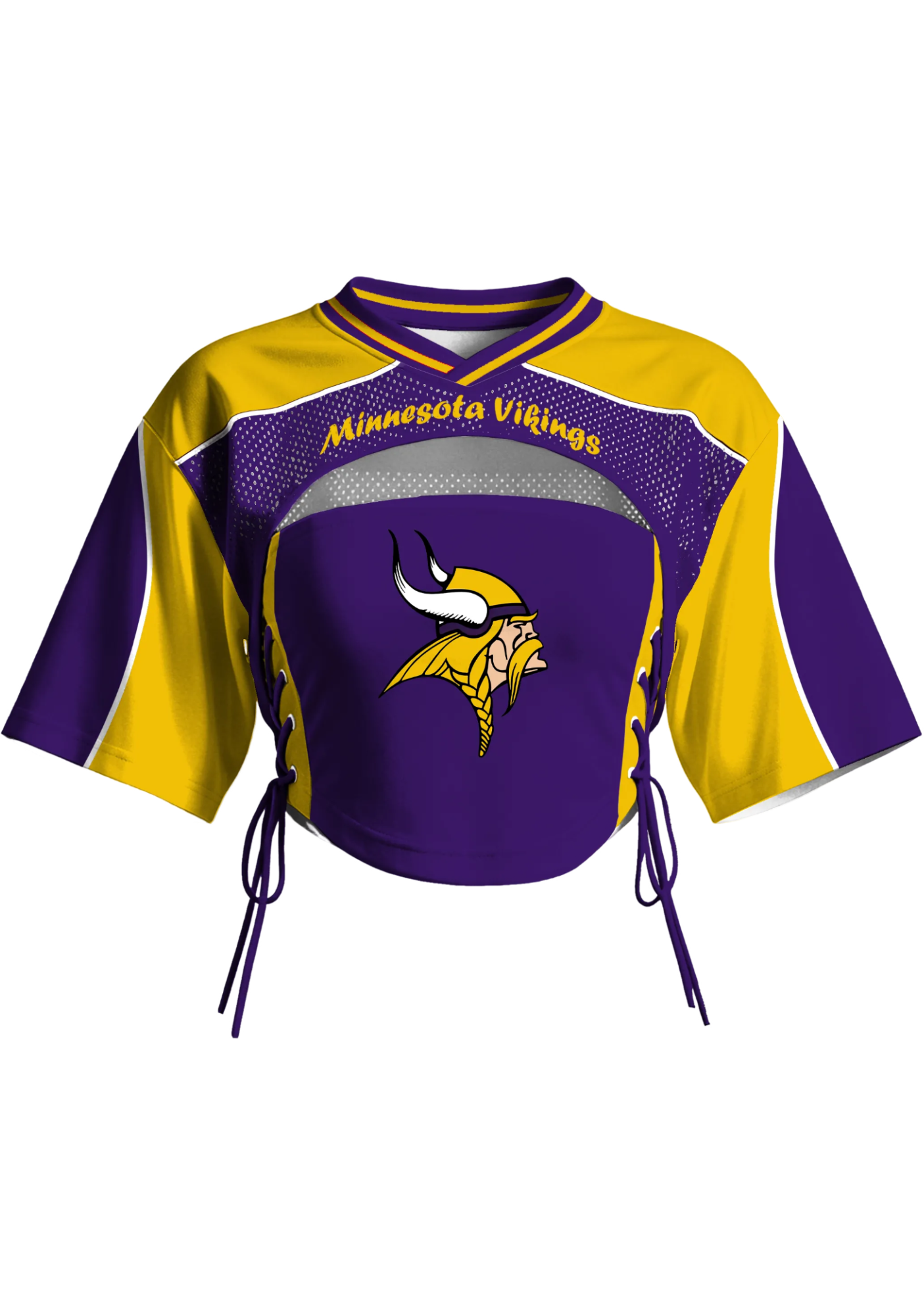 Minnesota Vikings Women Lace Up Cutout Cropped NFL Jersey Main image