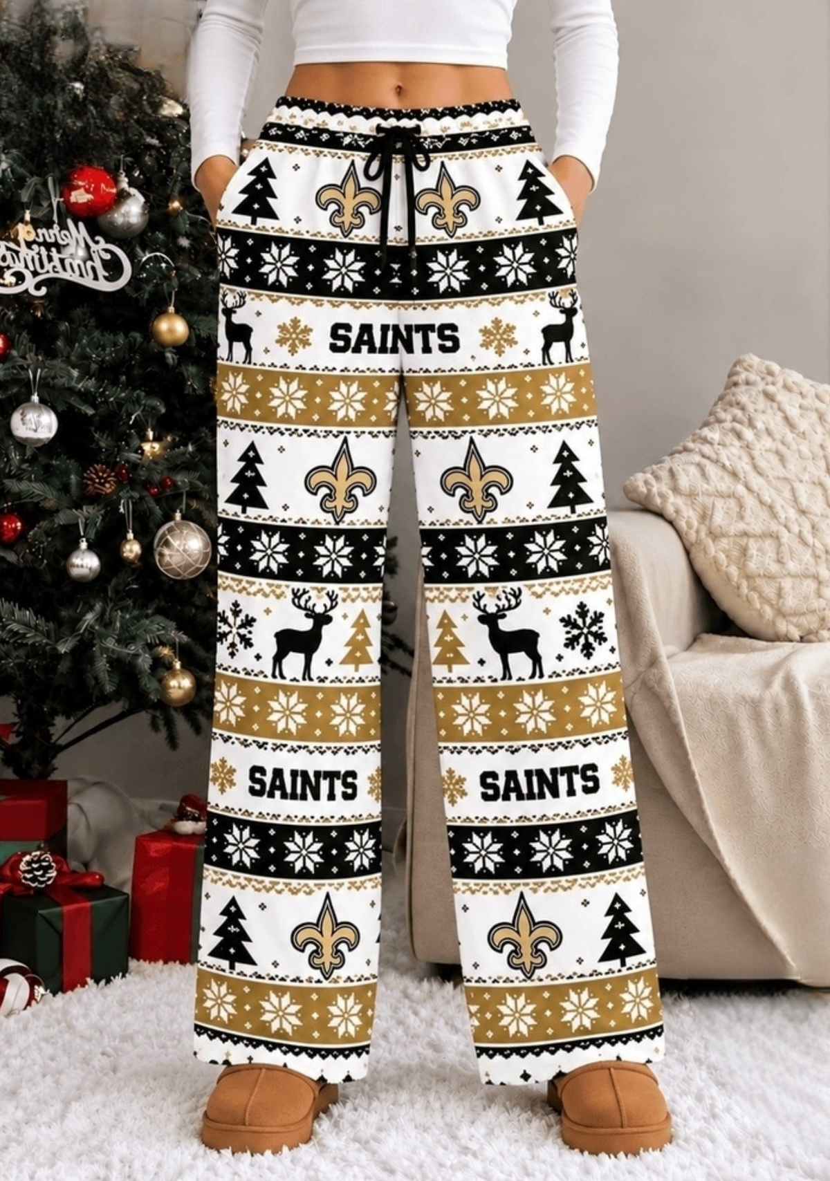 Womens New Orleans Saints Christmas Wide Leg Pants Main image