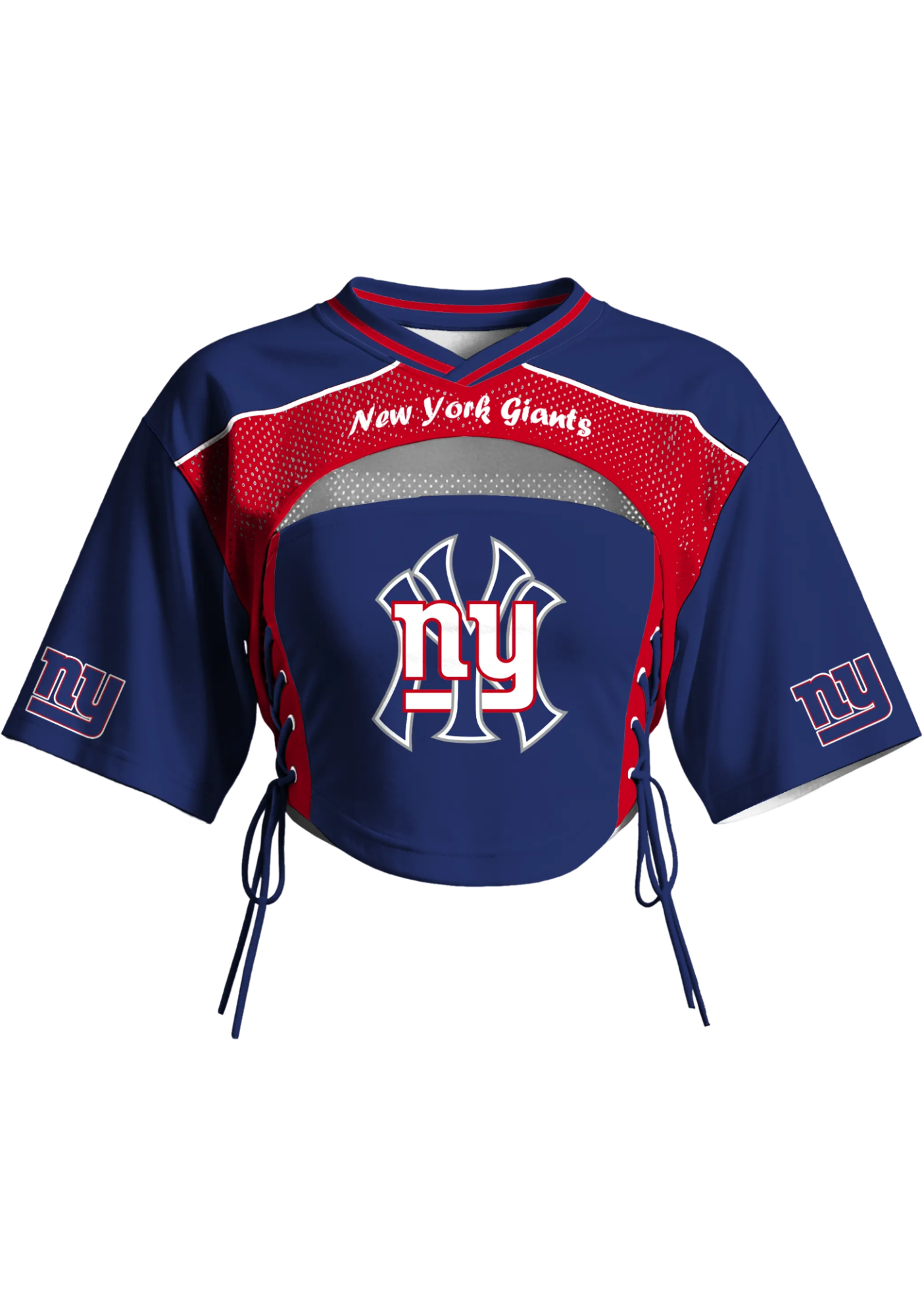 New York Giants Women Lace Up Cutout Crop NFL Jersey Main image