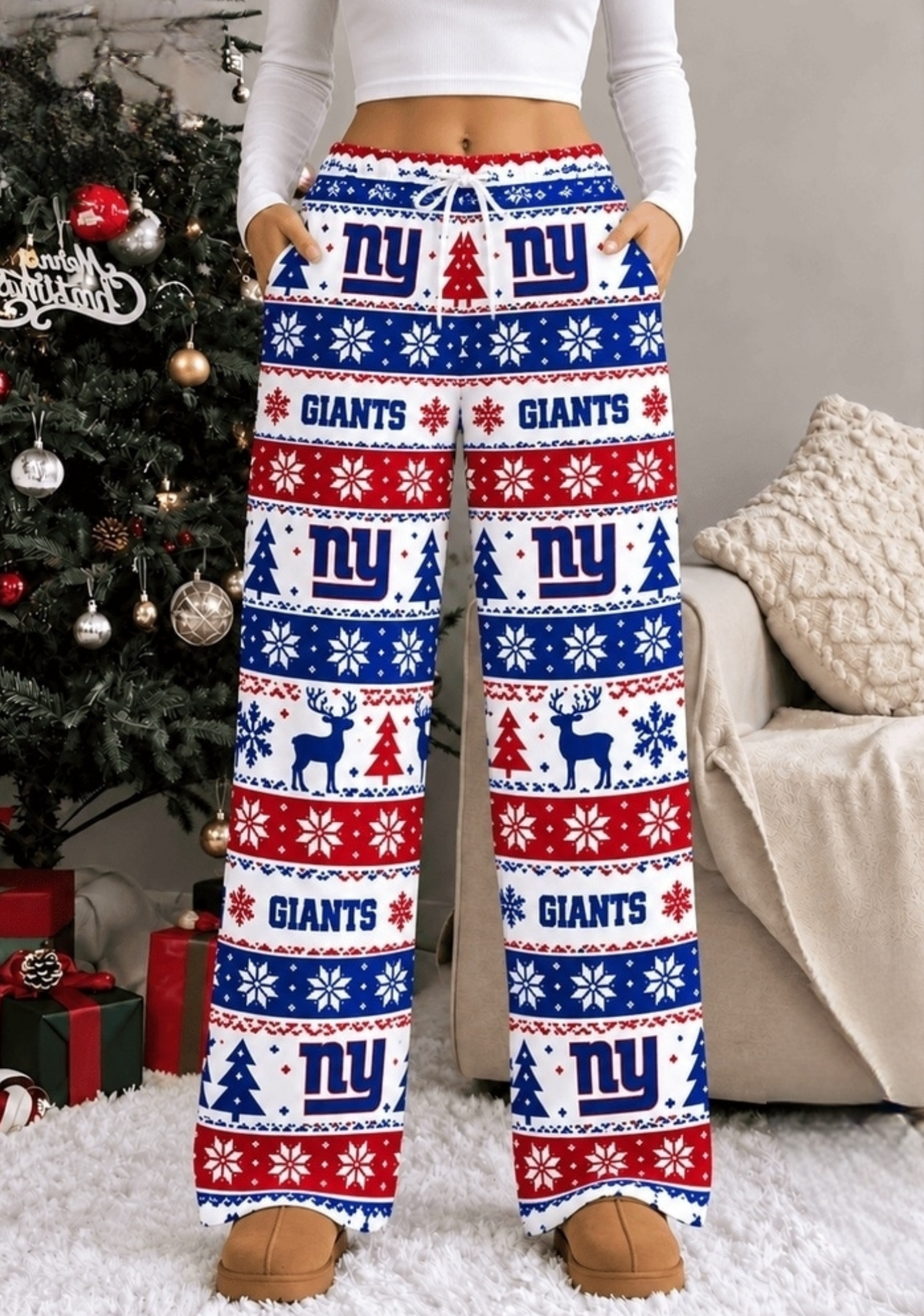 Womens New York Giants Christmas Wide Leg Pants Main image