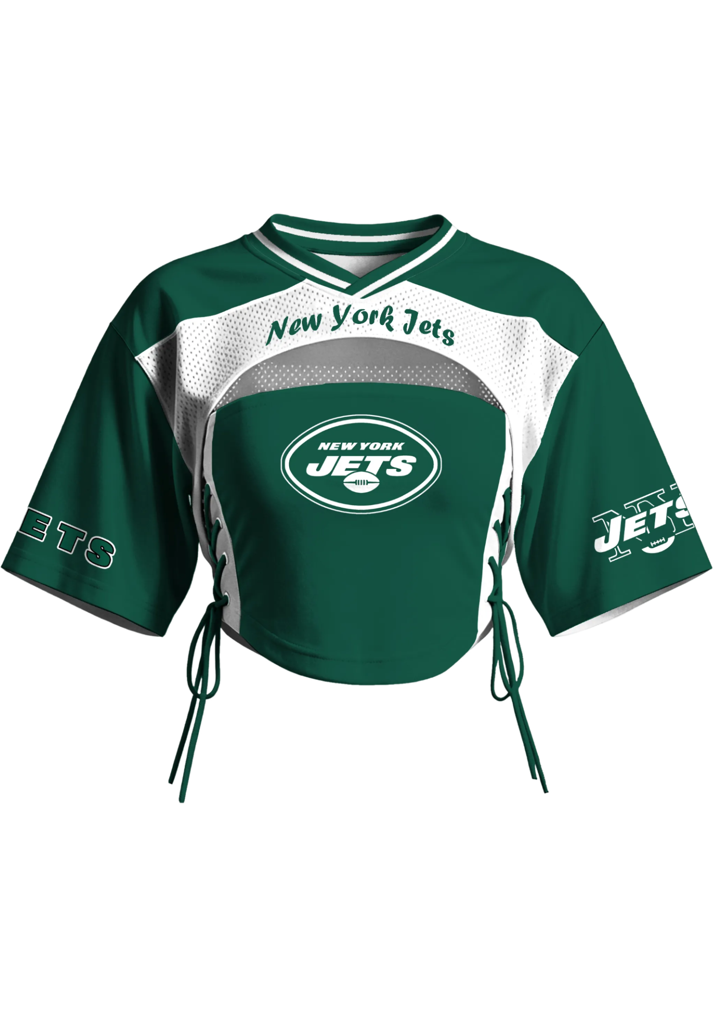 New York Jets Women Lace Up Cutout Cropped NFL Jersey Main image