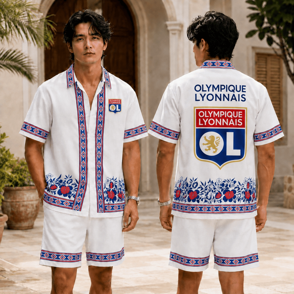 OL Lyon Floral Trim Hawaiian & Short Pants For Fan