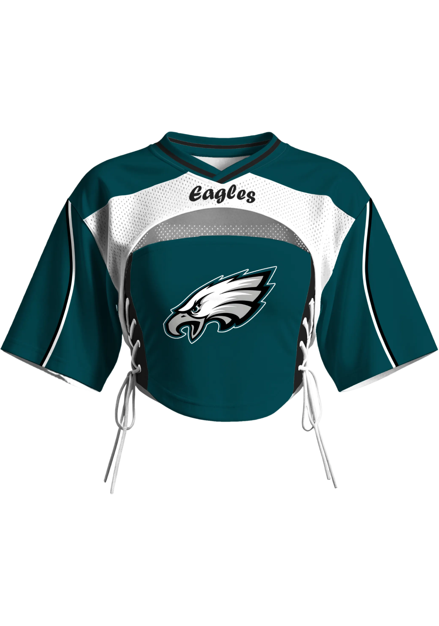 Philadelphia Eagles Women Lace Up Cutout Crop NFL Jersey Main image
