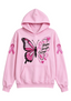 Women's Butterfly Pink Ribbon Breast Cancer Awareness Hoodie